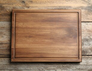 Rustic wooden cutting board on a wooden background. Perfect for food blogs, recipes, and culinary themes.