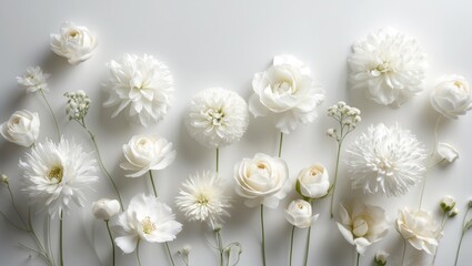 White flowers, set against a white background.