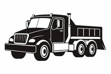 snow plow truck silhouette line art vector illustration with a white background