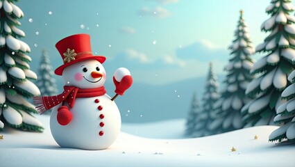 Obraz premium snowman and christmas tree