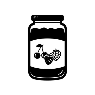 recommend clip art: Jar with berries silhouette icon. Fruit jam label.