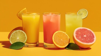 Refreshing Citrus Summer Drinks: A Vibrant Trio of Orange, Grapefruit, and Lime Juices