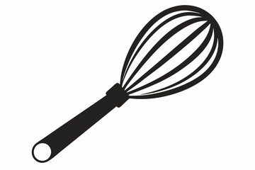 stainless steel whisk silhouette line art vector illustration with a white background
