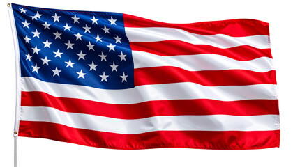 Obraz premium Waving United States Flag with Realistic Fabric Folds, isolated on transparent background PNG