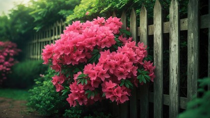 Fototapeta premium Close-up of a red azalea bush