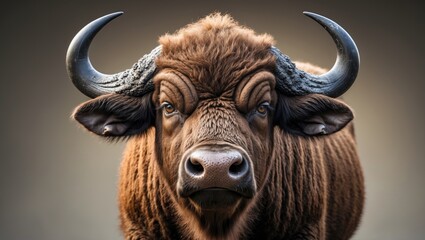 Naklejka premium Big buffalo cow with annoyed expression