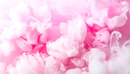Fototapeta premium Delicate pink swirls of ink blend seamlessly, creating an ethereal and dreamy atmosphere that captures a sense of tranquility and beauty