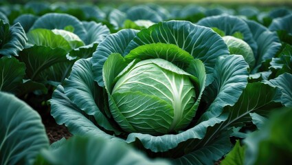 Fresh green cabbage from outdoor cultivation showcasing healthy growth and harvest