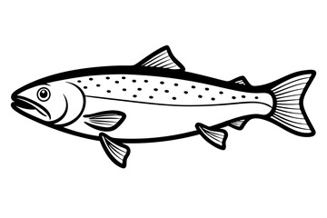 trout fish silhouette line art vector illustration with a white background