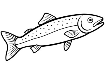 trout fish silhouette line art vector illustration with a white background