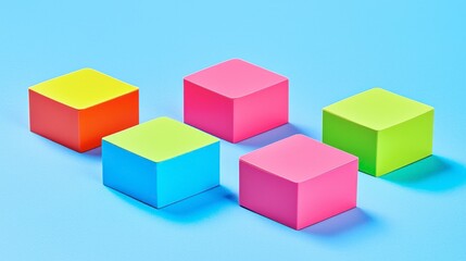Obraz premium Colorful geometric cubes arranged on a vibrant backdrop.