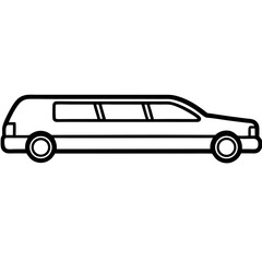 Simple Line Art Limousine Bus Icon for Premium Travel and Transport