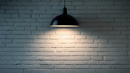 Urban loft with brick wall and mounted ceiling lamp