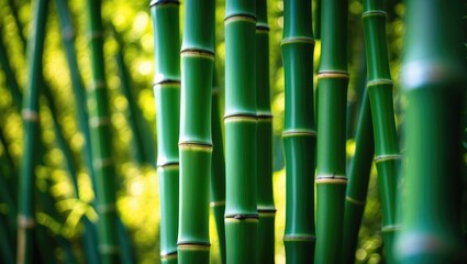 Obraz premium Close-up of green bamboo in the garden.