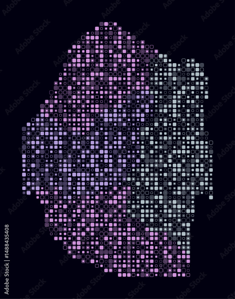 Poster eswatini, shape of the country build of colored cells. digital style map of the eswatini on dark bac