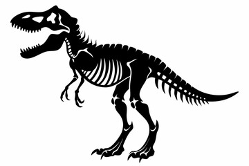 Fototapeta premium tyrannosaurus rex skeleton silhouette line art vector illustration with a white background