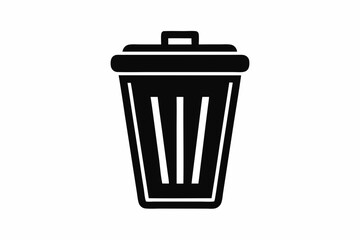 waste bin icon silhouette line art vector illustration with a white background