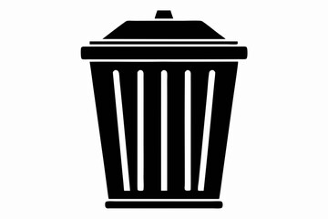 waste bin icon silhouette line art vector illustration with a white background