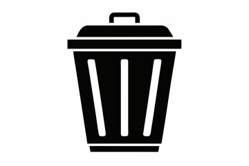 waste bin icon silhouette line art vector illustration with a white background