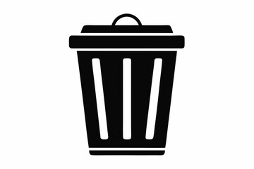 waste bin icon silhouette line art vector illustration with a white background