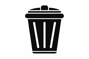 waste bin icon silhouette line art vector illustration with a white background