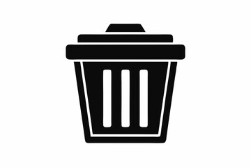 waste bin icon silhouette line art vector illustration with a white background