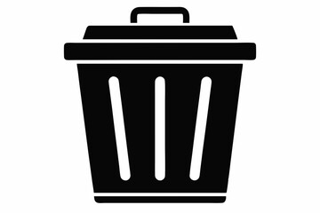 waste bin icon silhouette line art vector illustration with a white background