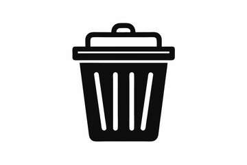 waste bin icon silhouette line art vector illustration with a white background