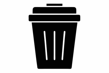 waste bin icon silhouette line art vector illustration with a white background