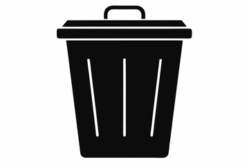 waste bin icon silhouette line art vector illustration with a white background