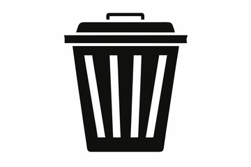 waste bin icon silhouette line art vector illustration with a white background
