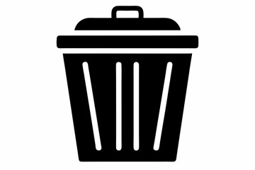 waste bin icon silhouette line art vector illustration with a white background