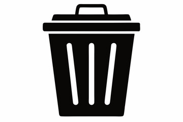 waste bin icon silhouette line art vector illustration with a white background