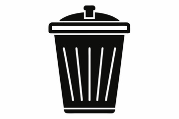 waste bin icon silhouette line art vector illustration with a white background