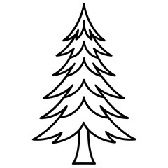 Simple Pine Tree Icon – Elegant Line Drawing on White Background