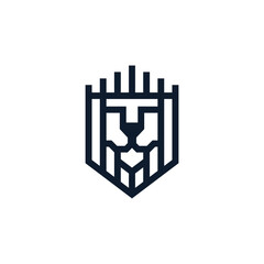 simple lines of the head of the lion king logo vector