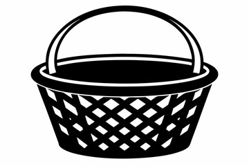 wicker basket silhouette line art vector illustration with a white background
