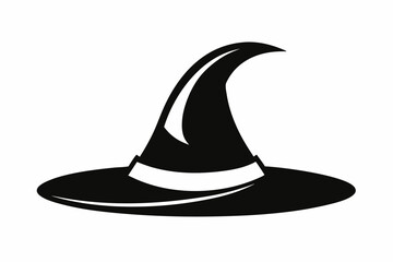 witches hat silhouette line art vector illustration with a white background