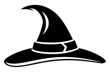 witches hat silhouette line art vector illustration with a white background