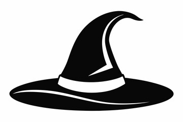 witches hat silhouette line art vector illustration with a white background