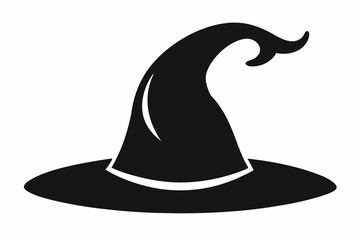witches hat silhouette line art vector illustration with a white background