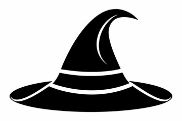 witches hat silhouette line art vector illustration with a white background