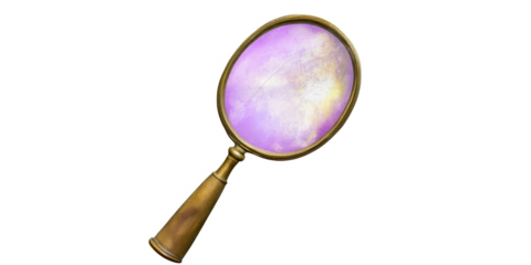 Aged Magnifying Glass with Purple Refraction, cut out transparent