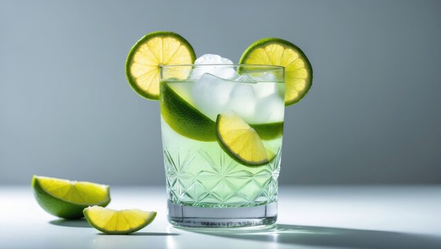 Tropical Caipirinha: Popular Brazilian Cocktail with Rum, Lime, and Mint