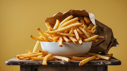 Fast Food in a Carton Package Box of Potatoes