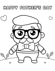 Joyful Father's Day with Hearts Coloring Page.