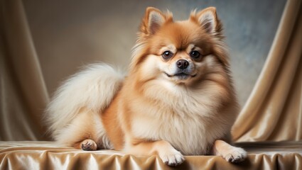 Pomeranian Dog Studio Portrait Featuring Background