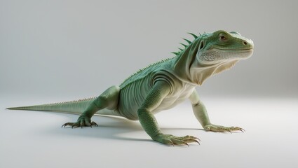 Obraz premium Hispaniolan Rhinoceros Iguana lizard positioned on a white background