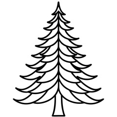 Pine Tree Black Line Drawing – Thin Vector for Eco Concepts