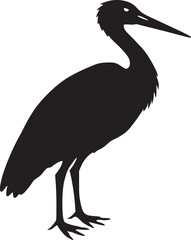 black and white silhouette tattoo of stork